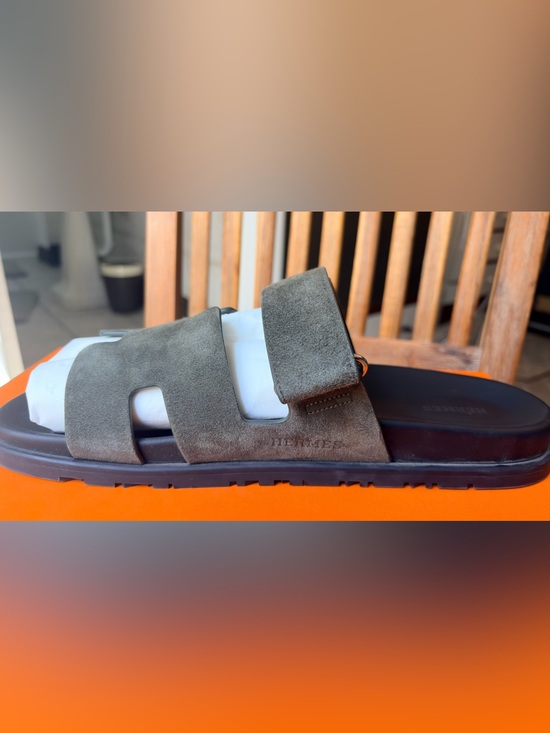 Hermès Chypre Sandals Vert Forêt Goatskin Suede Size 44 EU / 11 US Men’s main image 8